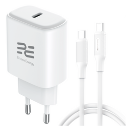 Neue GaN 20W USB-C QC PD Netzladegerät Encore Energy MD-2083ZB + Kabel 2x USB-C 100cm