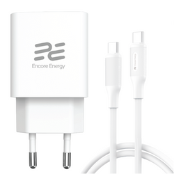 Neue Netzladegerät Encore Energy GaN QC PD USB-A 18W USB-C 25W MD-2583R + Kabel 2x USB-C 50cm