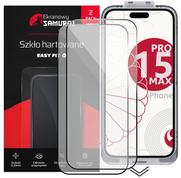 Neu Sichtschutzglas Ekranowy Samuraj für Apple iPhone 15 Pro Max mit Easy Fit Rahmen | 2er-Pack