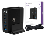 Neue Ladestation Encore Energy Tischladegerät GaN QC 4+ 5.0 PD 3.0 USB-A x2 USB-C x3 140W GaN-14083R mit Display