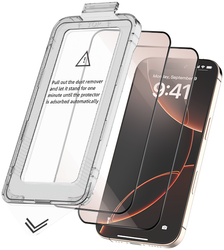 Neue gehärtete Glasscheibe für Apple iPhone 15 Pro Max + Easy Kit Rahmen