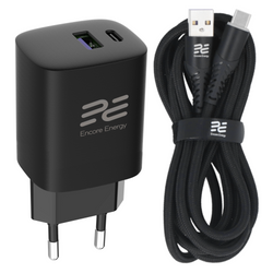 Neues Netzteil Encore Energy GaN QC 4.0 PD 3.0 USB-A USB-C 45W GaN-4583R + USB-A auf USB-C Kabel 2m
