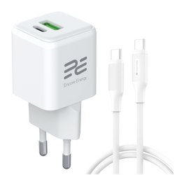 Neue GaN-Netzteil-Ladegerät 20W USB-A USB-C QC PD Encore Energy MD-2083ZC + Kabel 2x USB-C 50cm