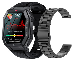 Neuer Smartwatch GlacierX Trail Black + Stahlarmband GX-TC55 BS