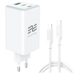 Neues Netzladegerät Encore Energy GaN QC PD 1x USB-A 30W 2x USB-C 100W MD-10083Z + Kabel 2x USB-C 100cm
