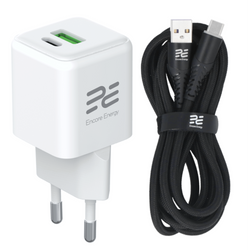 Neues GaN-Netzteil 20W USB-A USB-C QC PD Encore Energy MD-2083ZC + USB-A USB-C Kabel 2m