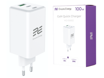 Neues Netzteil Encore Energy GaN QC PD 1x USB-A 30W 2x USB-C 100W MD-10083Z