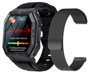 Neuer Smartwatch GlacierX Trail Black + Mesh-Armband GX-TC55 BM