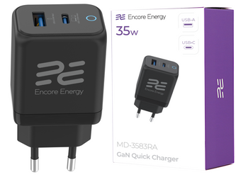 Neues GaN PD 3.0 Quick Charge 4.0 USB-A USB-C Netzteil 35W Encore Energy MD-3583RA