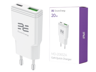 Nowa ładowarka sieciowa SLIM GaN 20W USB-A USB-C QC PD Encore Energy MD-2083ZA