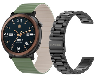 Nowy Smartwatch GlacierX Theron Black + Pasek GX-T248