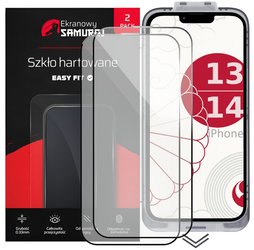 Neu Sichtschutzglas Ekranowy Samuraj für Apple iPhone 13/14 mit Easy Fit Rahmen | 2er-Pack