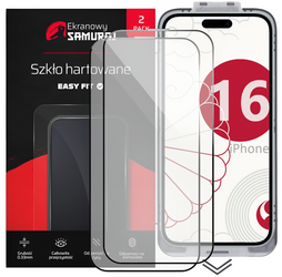 Neu Sichtschutzglas Ekranowy Samuraj für Apple iPhone 16 mit Easy Fit Rahmen | 2er-Pack
