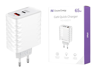 Neues GaN-Netzteil 65W USB-A + USB-C QC PD Encore Energy MD-6583TR