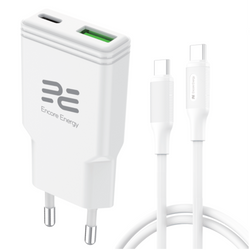 Neue SLIM GaN 20W USB-A USB-C QC PD Encore Energy MD-2083ZA Netzladegerät + Kabel 2x USB-C 50cm