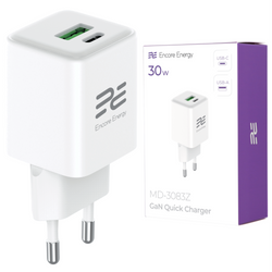 Nowa ładowarka sieciowa GaN 30W USB-A USB-C QC PD Encore Energy MD-3083Z