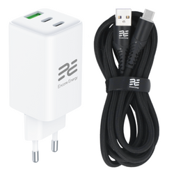 Neues GaN 65W USB-A + 2x USB-C QC PD Encore Energy MD-6583Z Netzladegerät + 2m USB-A zu USB-C Kabel
