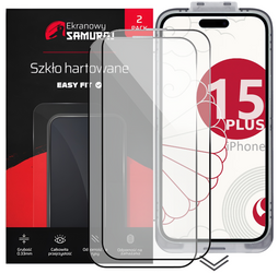 Neu Sichtschutzglas Ekranowy Samuraj für Apple iPhone 15 Plus mit Easy Fit Rahmen | 2er-Pack