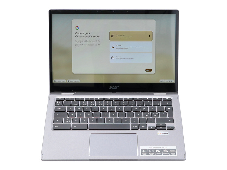 Dotykowy Acer Chromebook R841T S1MN Spin 513 Snapdragon SC7180 8GB 64GB MMC 1920x1080 Chrome OS  Klasa A S/N: NXAA5ED00112512A357600