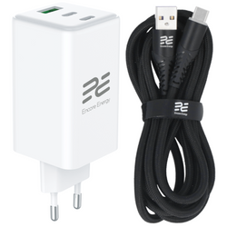 Neues Netzladegerät Encore Energy GaN QC PD 1x USB-A 30W 2x USB-C 100W MD-10083Z + USB-A auf USB-C Kabel 2m