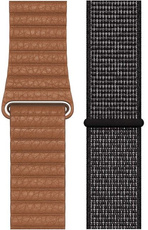 Oryginalny Pasek Apple Watch Leather Loop Saddle Brown + Sport Loop Nike Black 42/44/45/49 mm